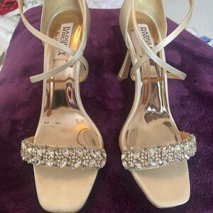 Badgley Mischka Champagne Crystal Heels New